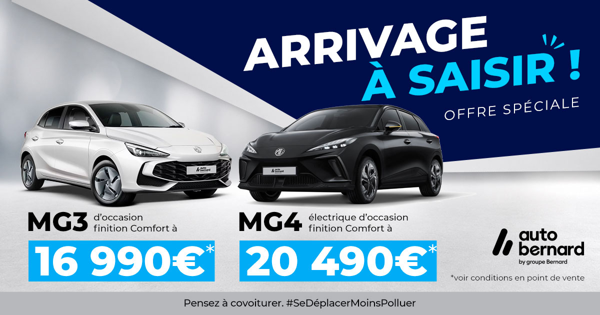 Arrivage de MG3 & MG4 d'occasion dans les centres Autobernard d'Arnas et Seyssinet