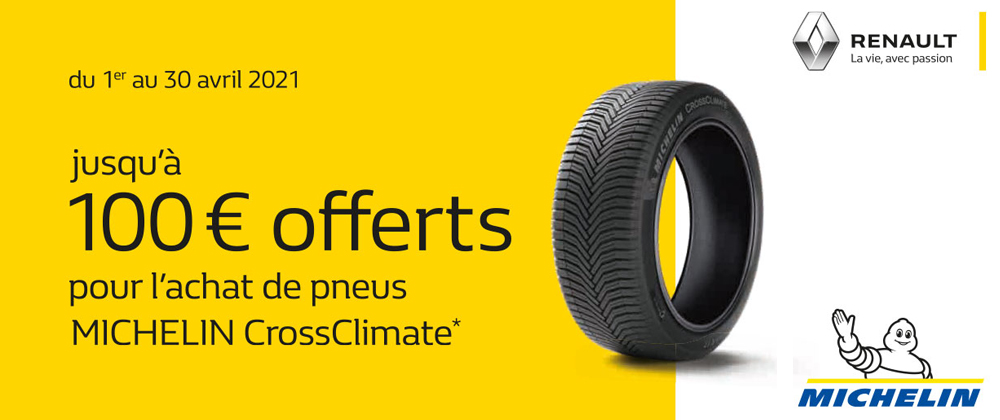 100€ OFFERTS pour l'achat de pneus Michelin