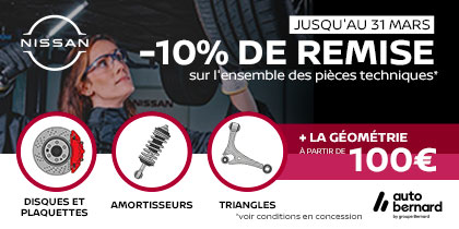Du 1er au 30 septembre chez Nissan : -10% sur les pi&egrave;ces techniques et  la g&eacute;om&eacute;trie &agrave; partir de 100&euro;