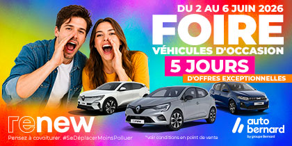 Foire Renew v&eacute;hicules d'occasion Renault Valence du 2 au 6 juin