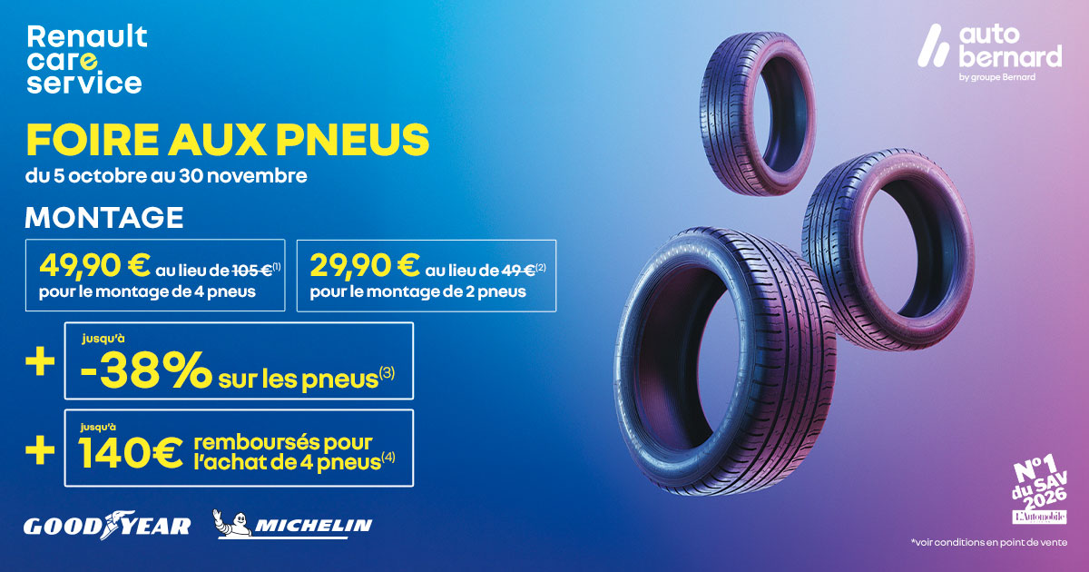 FOIRE AUX PNEUS RENAULT : 3 offres exceptionnelles jusqu'au 30 novembre !